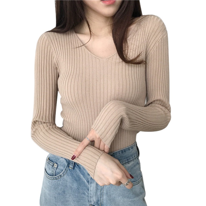 korean v neck sweater